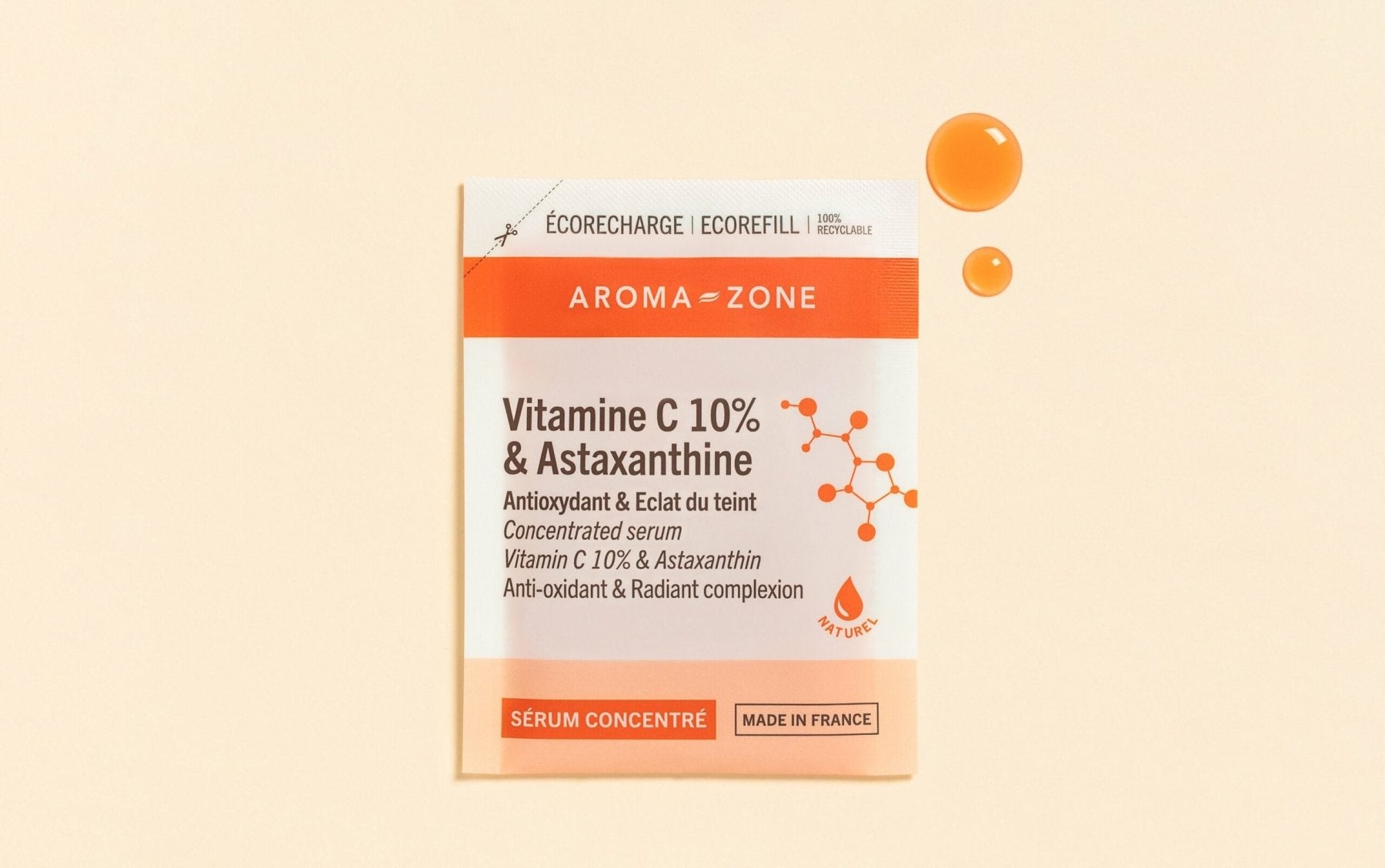 AROMA ZONE - SÉRUM VISAGE CONCENTRÉ VITAMINE C 10% & ASTAXANTHINE ECO-RECHARGE - Aya Léya