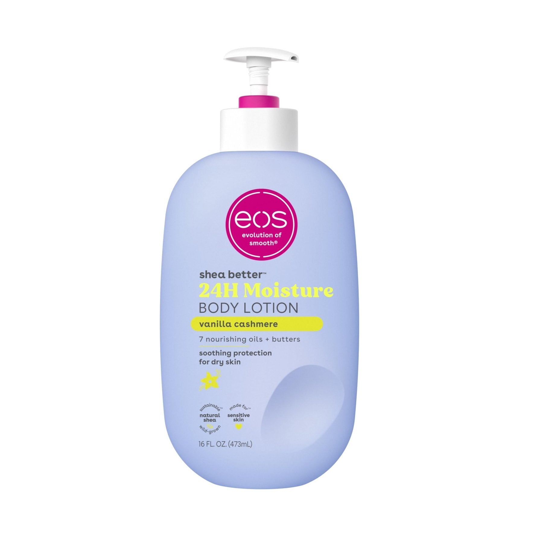 EOS - VANILLA CASHMERE SHEA BUTTER 24H MOISTURE BODY LOTION - LOTION HYDRATANTE 24H CORPS & MAINS AU BEURRE DE KARITÉ - Aya Léya