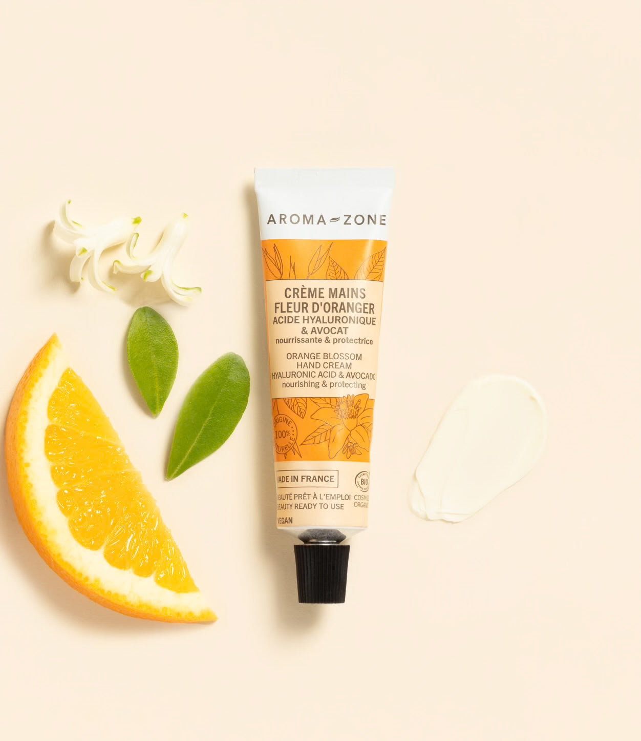 AROMA ZONE - CRÈME MAINS ACIDE HYALURONIQUE & AVOCAT BIO - FLEUR D’ORANGER