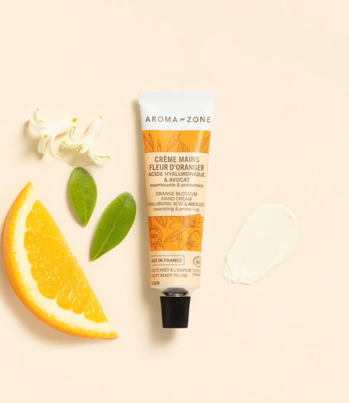 Charger l'image 1 dans la galerie. AROMA ZONE - CRÈME MAINS ACIDE HYALURONIQUE & AVOCAT BIO - FLEUR D’ORANGER