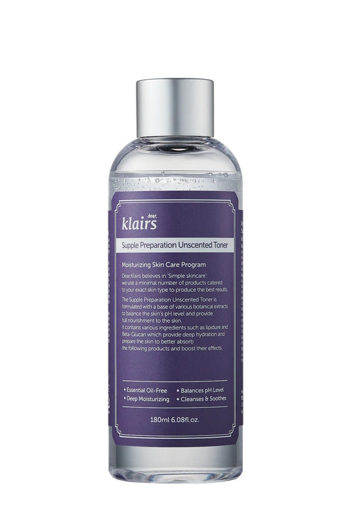 Charger l'image 1 dans la galerie. KLAIRS - SUPPLE PREPARATION UNSCENTED TONER -LOTION TONIQUE HYDRATANTE POUR UN pH DU VISAGE EQUILIBRE SANS PARFUM