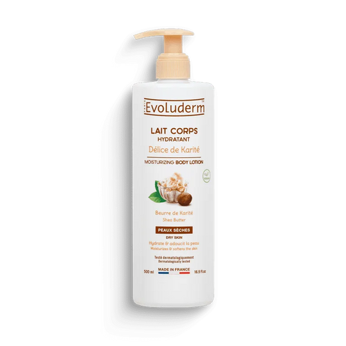 Charger l'image 1 dans la galerie. EVOLUDERM - LAIT CORPS HYDRATANT DELICE DE KARITÉ  MOISTURIZING BODY LOTION