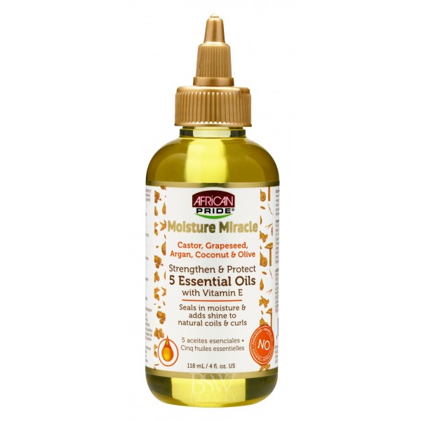 AFRICAN PRIDE - MOISTURE MIRACLE - 5 ESSENTIALS OILS WITH VITAMIN E