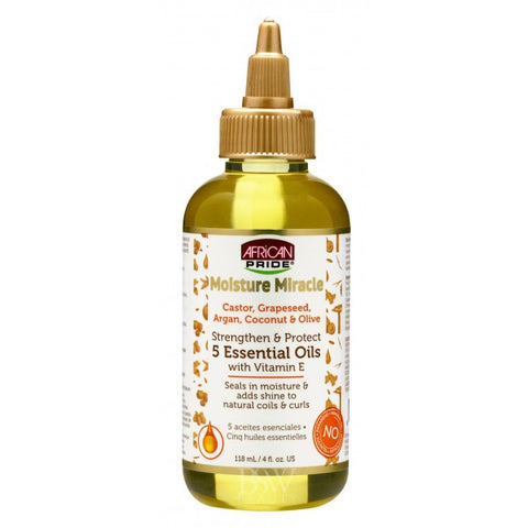AFRICAN PRIDE - MOISTURE MIRACLE - 5 ESSENTIALS OILS WITH VITAMIN E