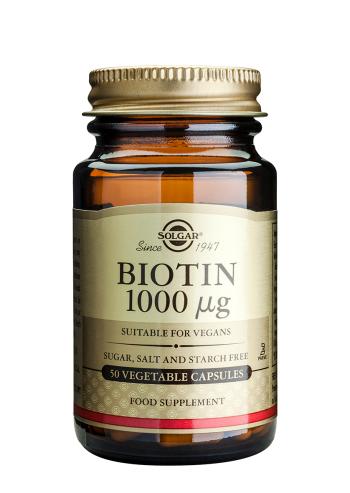 Solgar - Biotine 1000mcg (vitamine B8) 50 Gelules Vegetales